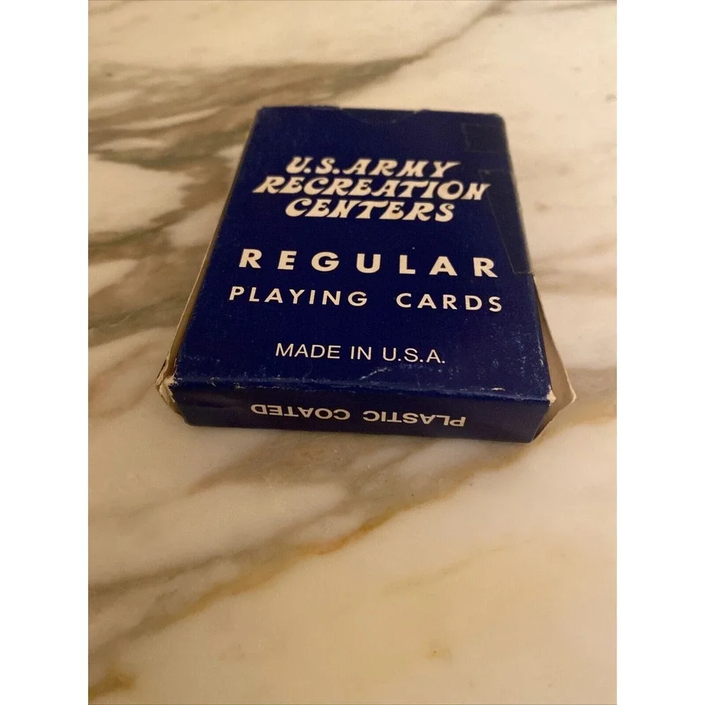 US Army Playing Cards Blue Recreation Centers Regular Vintage Plastic Coated USA